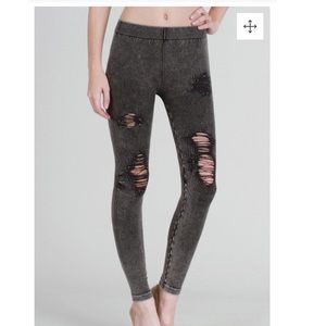 Charcoal distressed jean legging